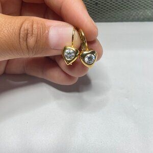 Heart Earrings Romantic Puffy Leverback Pierced